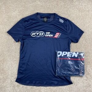 Pressio x PTO US Open Womens Large Navy Blue Performance Mesh Athletic‎ T-Shirt